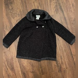 Girls Knit Jacket by Heirlooms by Polly Flinders in Black/Silver Threads. 5/6